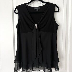 R & M Richards Black Cocktail Blouse 14 Petite